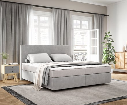 Boxspringbed Dream-Well Cord Zilvergrijs 180x200 cm met Matras en Topper
