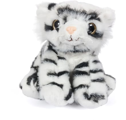 PIA Soft Toys - Pluche Knuffeldier - Tijger - wit - 16 cm