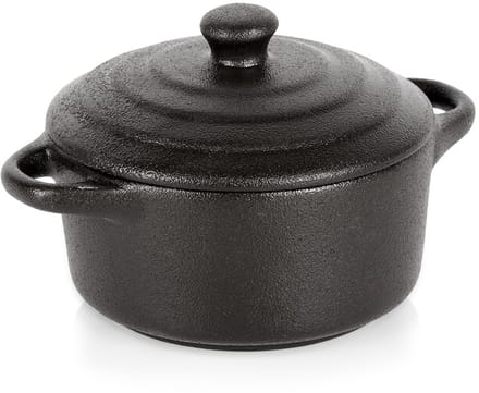 Vilde - Porseleinen Ovenschaal - 300 ml - Met Deksel - Zwart