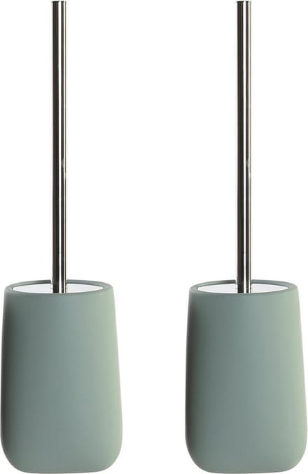 Items WC/Toiletborstel houder - 2x stuks - kunststeen - mosgroen - 41 x 11 cm