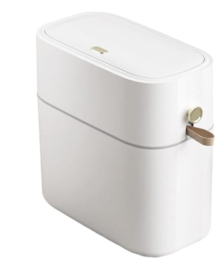 Afvalemmer met deksel - Prullenbak smal - Ruimte besparen - Geurbestendig ontwerp - 8 liter - Wit