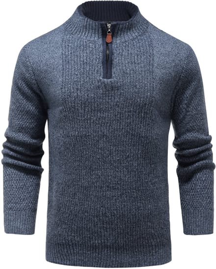 ALLTHEMEN Heren casual kraagtrui - Half-rits ontwerp - L