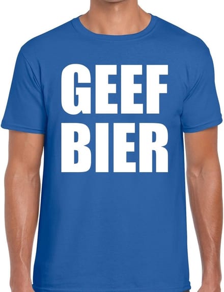 Geef Bier heren shirt blauw - Heren feest t-shirts M