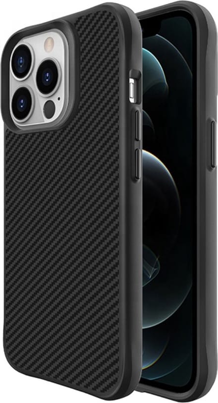 Smartphonica Carbon Fiber Hoesje voor iPhone 12 Pro Max - Zwart geschikt voor iPhone 12 Pro Max