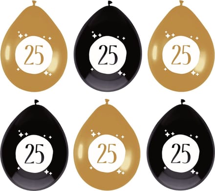 Haza Ballonnen - 25 jaar - leeftijd verjaardag - 6 stuks - 30 cm - versiering