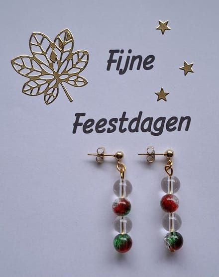 Kerst Oorbellen met Bergkristal knop goudkleurig