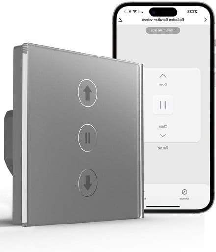 Slimme Rolluikschakelaar - Wifi Rolluik Timer - Huis Automatisering - Temperatuur Scène Controle - 80 x 80 mm - Grijs