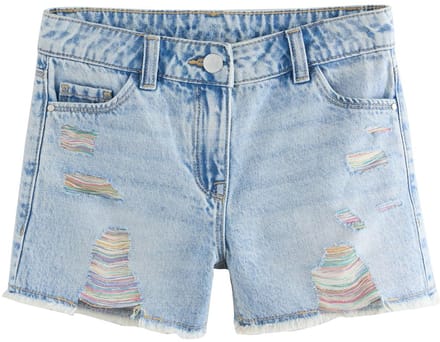Next - Meisjes - 100% katoenen shorts met gerafelde rand - Blauw