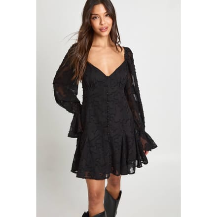 boohoo Dames Burnout Bloemen Godet Zoom Mini Jurk | Black | Maat: 8