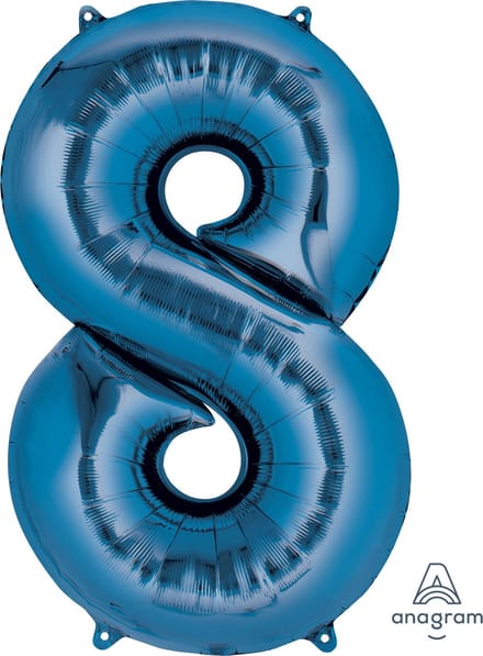 Blauwe aluminium cijfer ballon 88 cm - Blauw - Amscan