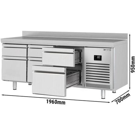 GGM Gastro Kühltisch Premium PLUS - 1960x700mm - 6 Schubladen - Aufkantung