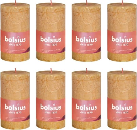 Bolsius Stompkaarsen Shine 8 st rustiek 100x50 mm honinggeel