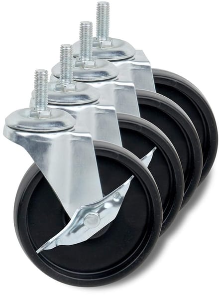 Set van 4 Zwarte Steigerwielen - 10 cm Industriële Rolwielen