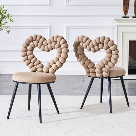 MODENUIT Eetkamerstoel - Set Van 2 - Rugleuning Met Uitsparing - Voor Eetkamer En Woonkamer - Fluweel Camel