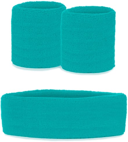 Zweetbandjes set Aqua blauw 3-dlg