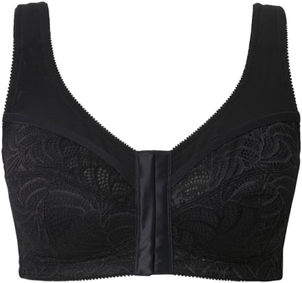 Ulla Popken - Dames - Ontlastingsbeha voorsluiting zonder beugel - Zwart - Maat 85D
