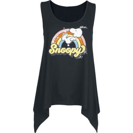 Peanuts Top - Snoopy - Rainbow - S tot 3XL - voor Vrouwen - zwart