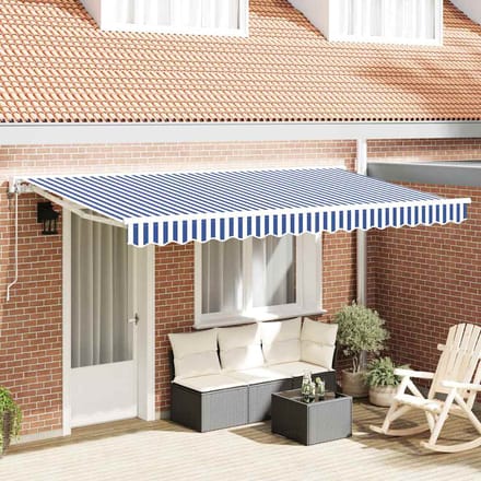 vidaXL Zijde Frame Blauw en Wit 350 x 200 cm Polyester met PU-coating