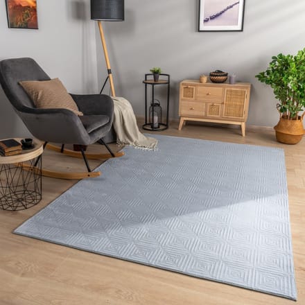 Woonkamertapijt eetkamer kortpolig geometrisch uiterlijk Skandi Boho effen kleuren 60 x 100 cm Rechthoek 60 x 100 cm Rechthoek grijs