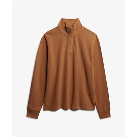 Superdry Geribbelde Trui Met Halve Rits Brown Grootte: L