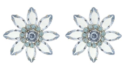 Behave - statement oorbellen bloem blauw - elegant en nikkelvrij