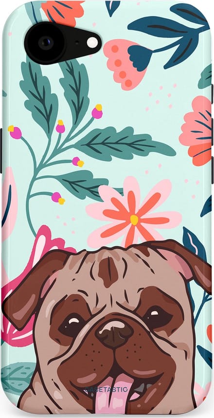 Casetastic hoesje geschikt voor Apple iPhone 16e / Apple iPhone 17e - MagSafe - Dubbellaagse bescherming - Mopslik - Fashion Case - Lichtgrijs Taupe Wit Petrol