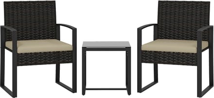 Outsunny Rattan Bistro Set - Staal - 55x58x76cm - Bruin