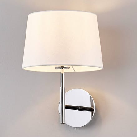 Lucande - Wandlamp - 1licht - stof, metaal - H: 33 cm - E27 - wit, chroom