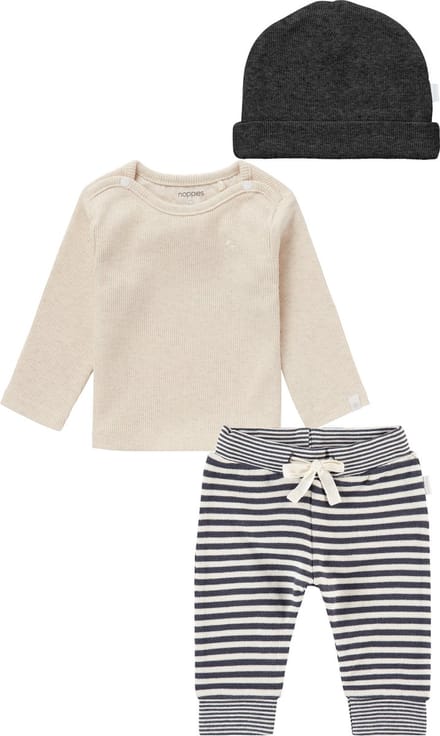 Noppies - kledingset (3delig) - Broek - Shirt - Muts - Maat 50
