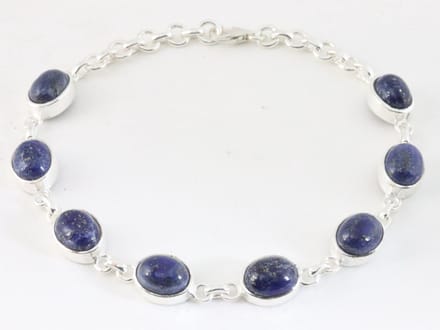 Hoogglans zilveren armband met lapis lazuli