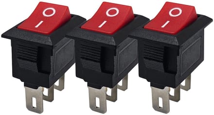 ProRide Mini Wipschakelaar ON/OFF KCD1-11 - 3-pins - 13x8mm - Rechthoek - 250V/3A - Rood - 3 stuks