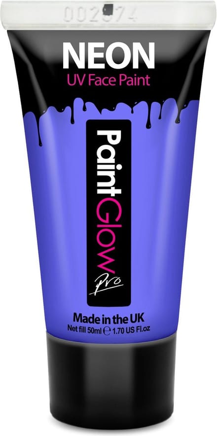 PaintGlow - UV Face & Body paint - Blacklight verf - Festival make up - 50 ml - Blauw