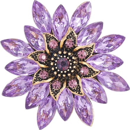 Fako Bijoux® - Broche - Ster Bloem Glas - 55x55mm - Paars