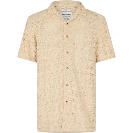 Threadbare Heren Rackes Slangenprint Korte Mouwen Shirt (Ecru)