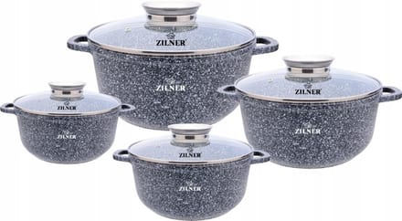 8-delige Marmite Set - Antiaanbaklaag Aluminium - Zilner