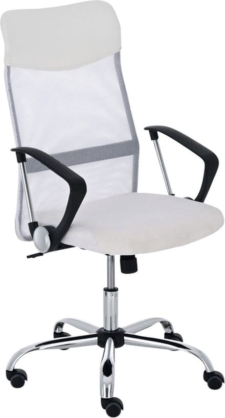 CLP Washington Bureaustoel | Kunstleer en netbekleding | Kantoorstoel met Zithoogte: 47 -55 cm wit
