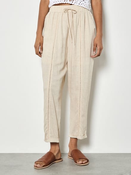 Linnen joggingbroek met ladderkant