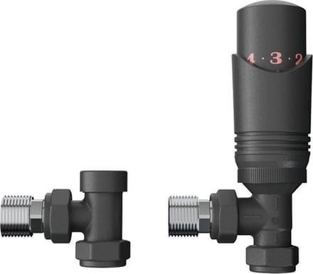 Rosani Classic universele radiator aansluitset haaks - mat zwart