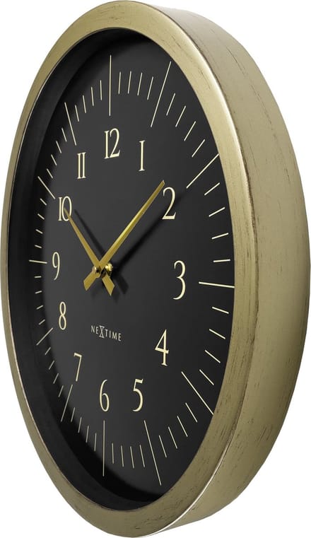 Wandklok 40 cm-Goud/Zwart-Plastic-NeXtime 'Galaxy'