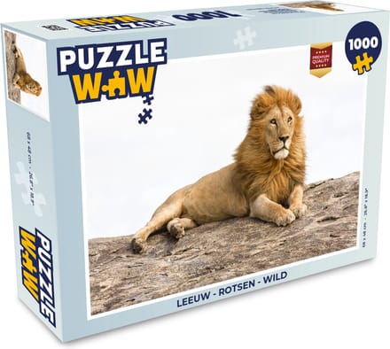 Puzzel Leeuw - Rotsen - Wild - Legpuzzel - Puzzel 1000 stukjes volwassenen