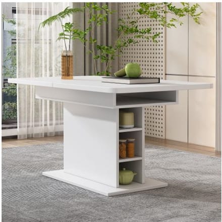 Uitschuifbare eettafel - MUVOE - Wit - Multifunctioneel - Elegant design - Snelle montage