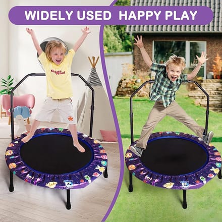 Mini Kindertrampoline 91 cm met Verstelbare Handgreep voor Binnen en Buiten