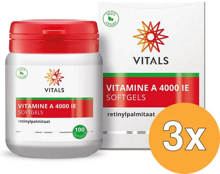 3x Vitals Vitamine A 4000 IE (100 softgels)