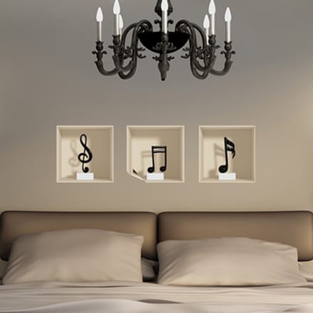 Sticker met 3D-effect - Muzieknoten - 30 x 90 cm