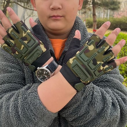 Gants demi-doigts pour enfants d'âge moyen et plus âgés S camouflage