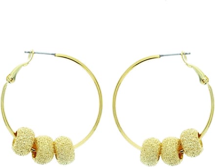 Behave - Dames oorringen goudkleur met grove kralen trendy statement