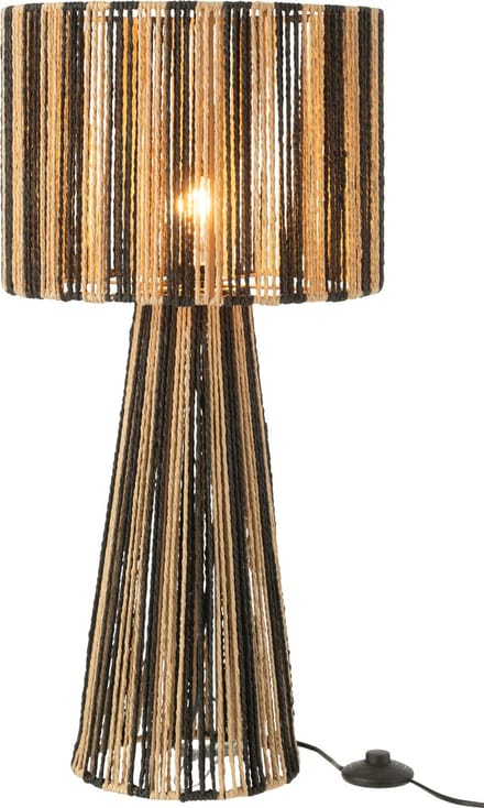 J-Line lamp Strepen Touwen - metaal/papier - zwart/naturel