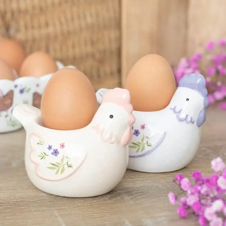 Eierdopjes - Kip - Bloemen - Set van 2 - Bloemig - Kippie - Kippig - Chick - Pasen - Lente - Ei - Eieren - Eierdopje