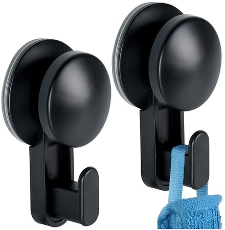 Vilde - Haken met Zuignap - Zwart - 5,5 cm - 2 Stuks