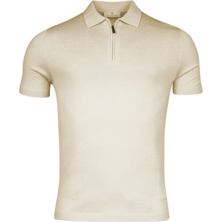Thomas Maine Pullover Polo Fine Merino Single Knit Half Zip Kitt / male